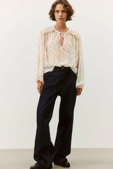 Блуза прозора H&M 271257114 S Світло-рожевий
