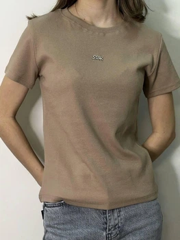 Футболка у рубчик жіноча 42-46 бежева