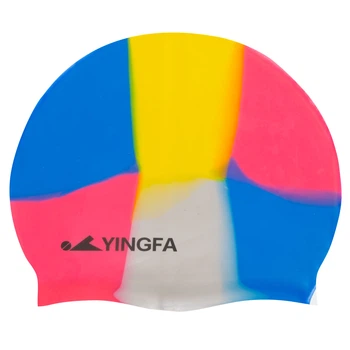 Шапочка для плавания силиконовая для взрослых YINGFA CAMOUFLAGE C0065 (силикон, синий-малиновый)