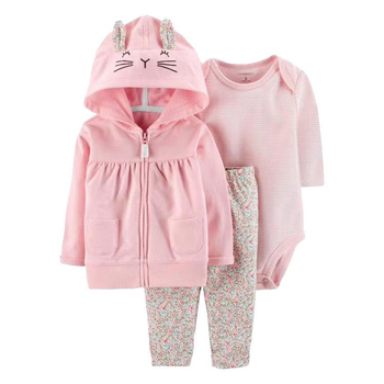 Дитячий комплект (толстовка+боді+штани) для дівчинки Carters 103901 61-69 см Рожевий