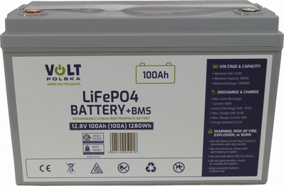 Акумуляторна батарея Volt LiFePO4 12.8V 100Ah 100A BMS (6AKLI10012)