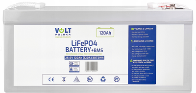 Акумуляторна батарея Volt LiFePO4 25.6V 120Ah 120A BMS (6AKLI24120)