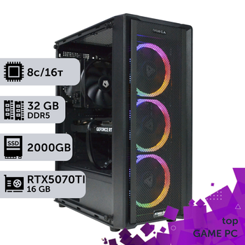 Игровой компьютер GamePC TOP #430 Ryzen 7 7800 X3D/32 GB/SSD 2TB/GeForce RTX 5070Ti 16GB сборка для киберспорта современных игр стрима