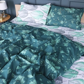 Комплект постельного белья Mirson Двуспальный 175х210 см 17-0718 Emerald Foliage Бязь (2200010684940)