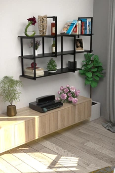 Настенная полка в стиле лофт EcoLoft Эстера DSP-1186 Черный
