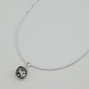 Кольє з кристалами Swarovski 50497 ширина 1.5 мм колір сірий турмалін позолота Біле Золото