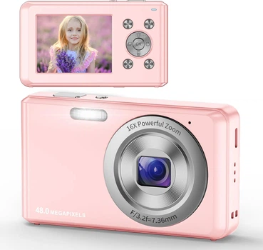Фотокамера Jckkkcfug 48Мп / CMOS / UHD 30fps / 16Х зум / Розовая Б/В