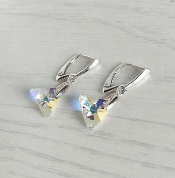 Сережки Hand Made жіночі з кристалами хамелеонами Swarovski кольору Crystal AB