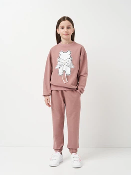 Дитячий спортивний костюм (світшот + штани) для дівчинки Smile Time Beautiful Bear SX3-51-3-1 104 см Пудровий (st_2000000216423)