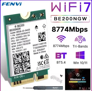 Трехдиапазонная сетевая карта Fenvi Intel BE200 M2 Key E WiFi 7 2.4G/5G/6Ghz + BT 5.4 MU-MIMO