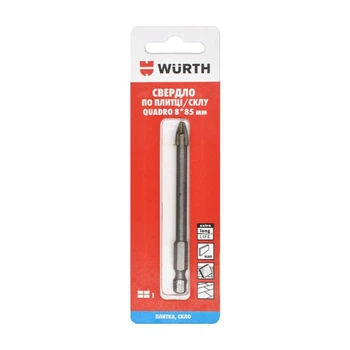 Сверло по плитке и стеклу Wurth Quadro 1641018075 8*85 мм