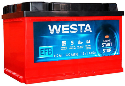 Автомобильный аккумулятор Westa 6CT-110 А (0) RED EFB