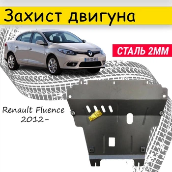 Захист двигуна Renault Fluence 2012- V-2,0i/1.5 TDCI, Закриває - Радіатор, КПП і ДВЗ піддон картера.