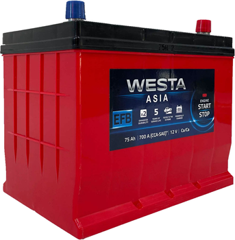 Автомобильный аккумулятор Westa 6CT-75 (0) ASIA EFB