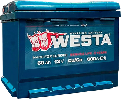Автомобильный аккумулятор WESTA 6CT-60 А (1) А 600A