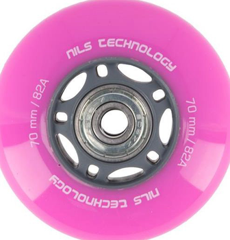Набір Nils Extreme Колеса PU 70x24 82A Рожеві 4 шт + Підшипники ABEC-7 8 шт (5907695535884)