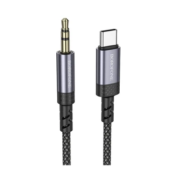 Аудіокабель Borofone BL24 Gracefu Type-C – AUX 3.5 мм 1 м сірий