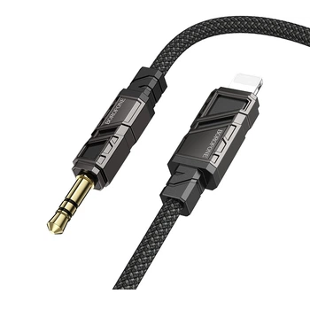 Аудиокабель BOROFONE BL22 iP to 3.5mm male, nylon braid, 1m, Black 6941991117749