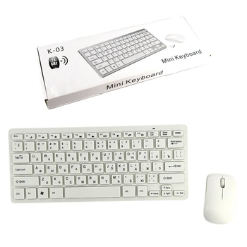 Комплект беспроводной клавиатуры и мыши Mini Keyboard K03 белый
