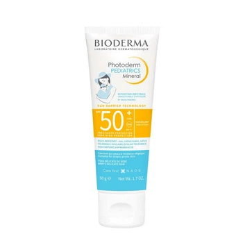 Солнцезащитный минеральный флюид Bioderma Photoderm Pediatrics SPF50+ для лица и тела, чувствительная кожа младенцев 50мл
