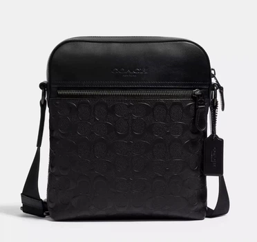 Сумка чоловіча Coach Houston Flight Bag In Signature Leather 4009 чорна