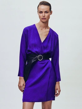 Платье короткое осеннее женское Massimo Dutti 6660978611c18 36 Фиолетовое (1000000046250)