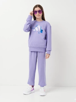 Дитячий спортивний костюм (світшот + штани) для дівчинки Adidas Lk Dy Ls Jog JD4561 98-104 см Світло-фіолетовий (4067905725670)