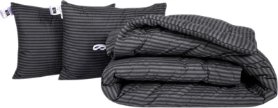 Набор MirSon №1097 СоІог Fun Line Одеяло демисезонное King Size 220х240 см 17-0611 Stripe Black с эвкалиптовым волокном + Две подушки 50x70 см (2200010882513)