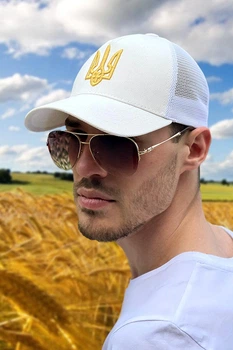 Бейсболка унисекс Braxton Тризуб 56440 56-60 Бело-золотой (56443)