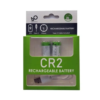 2 Батарейки аккумуляторные CR2 с USB TYPE-C 300mAh Smartoools 3.7V + кабель (Блистер) (16223-2)