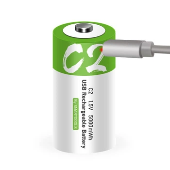 Аккумулятор батарейка Тип C (R14, LR14) с разъемом USB TYPE-C Smartoools 5000mWh 1.5V (16221)