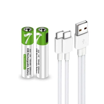 Аккумуляторы AAA 1.5V с входом USB Type-C 750mWh (Блистер 2 шт + кабель) (162200-2)