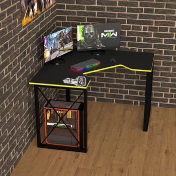 Геймерський стіл Rasin LOFT-20 Чорний+Жовтий 120х120 Тіса меблі