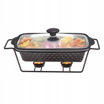 Мармит Kamille из керамики прямоугольный 30,5 см x 17,5 см x 6 см 1,1 л с подставкой (черный)