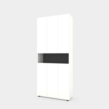 Шкаф Metkas Home B001 900 х 350 х 2130 мм ЛДСП Белый снег - Антрацит (MB001-BA)