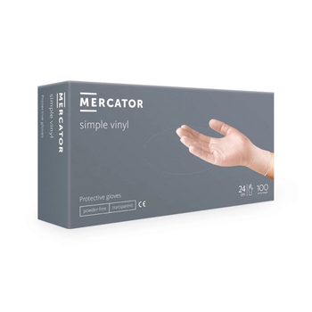 Рукавички вінілові Mercator нестерильні неопудрені M (100шт/пач), прозорі
