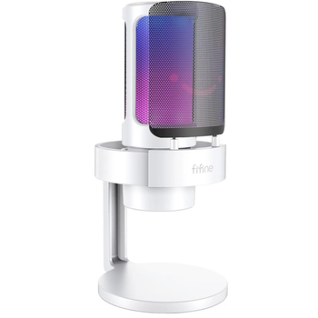 Игровой микрофон Fifine A8 с RGB подсветкой конденсаторный White