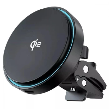 Автомобильный держатель с беспроводным ЗП Proove Light Circle Qi2 15W Metal Grey