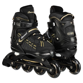 Роликовые коньки раздвижные Banwei 129 размер 31-34 Black-Gold