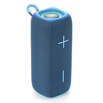 Портативная аккумуляторная 16W Bluetooth колонка BT/USB/TF/FM с ремешком и светомузыкой 18см TG 654 синяя