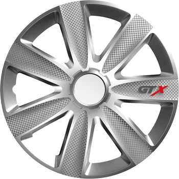 Колпаки на колеса R15 Versaco GTX Carbon Silver серебристого цвета
