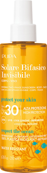 Сонцезахисний спрей для обличчя та тіла Pupa Multifunction Invisible SPF 30 двофазний 200 мл (8011607359646)