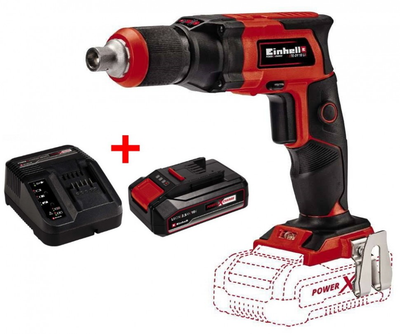 Аккумуляторная отвертка Einhell TE-DY 18 Li - Solo для гипсокартона: с АКБ 18V 2,5 Ah + зарядное