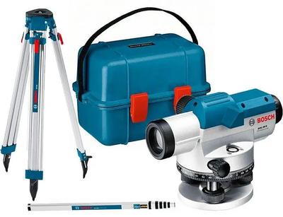 Профессиональный оптический нивелир Bosch Professional GOL 20 D в кейсе с штативом BT 160, линейкой GR 500, диапазон 60 м