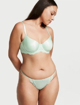 Комплект білизни (бюстгальтер + трусики) жіночий Victoria's Secret 32B/М Салатовий з мереживом