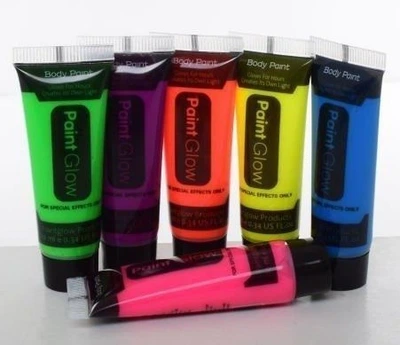 Неоновий грим для обличчя Paint Glow, аквагрим набір 6 кольорів, аквагрим, тюбіки 10 мл
