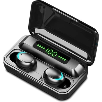 Беспроводные вакуумные наушники Bluetooth сенсорные TWS F9-5 Black с зарядным кейсом и микрофоном