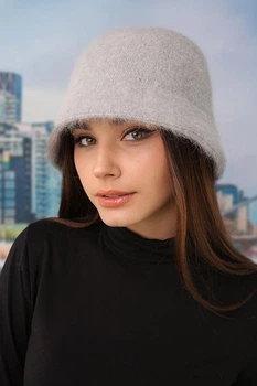 Пухнаста утеплена жіноча панама Braxton 56см Сірий (brx4974-25345056)