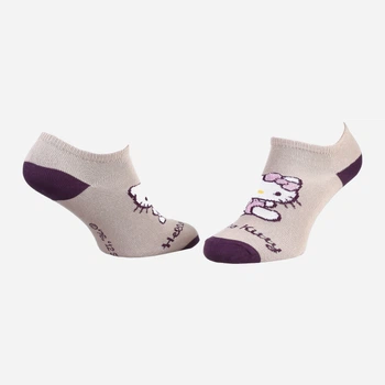 Носки женские короткие хлопковые Disney Hello Kitty 13847651-4 35-41 Бледно-серо-желтые с фиолетовым (3349610000251)