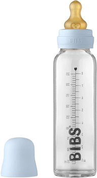 Детская стеклянная бутылочка BIBS Baby Glass Bottle повный комплект - 225ml - Baby Blue